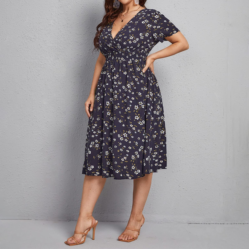 Romper Floral Print - Robe grande taille pour femmes, robe