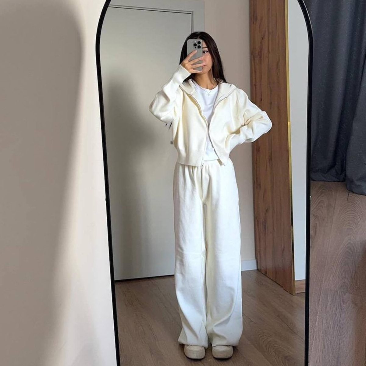 Linen Pant Wide - Ensemble deux pièces tricoté pour femmes,