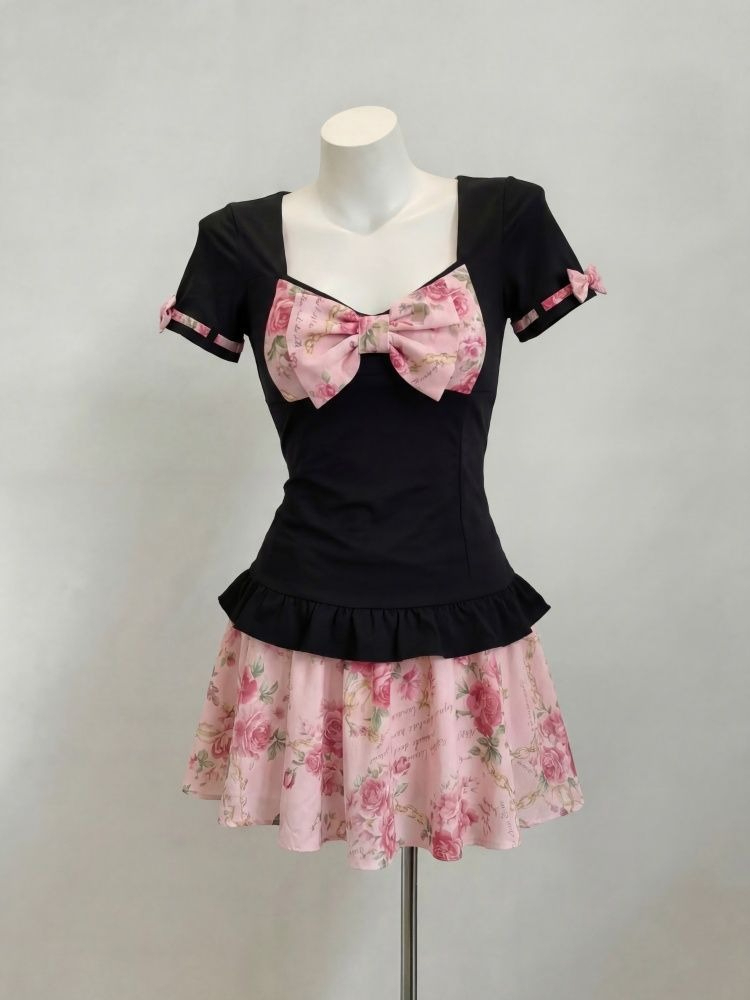 Romper Floral Print - Ensemble deux pièces pour femmes, imprimé