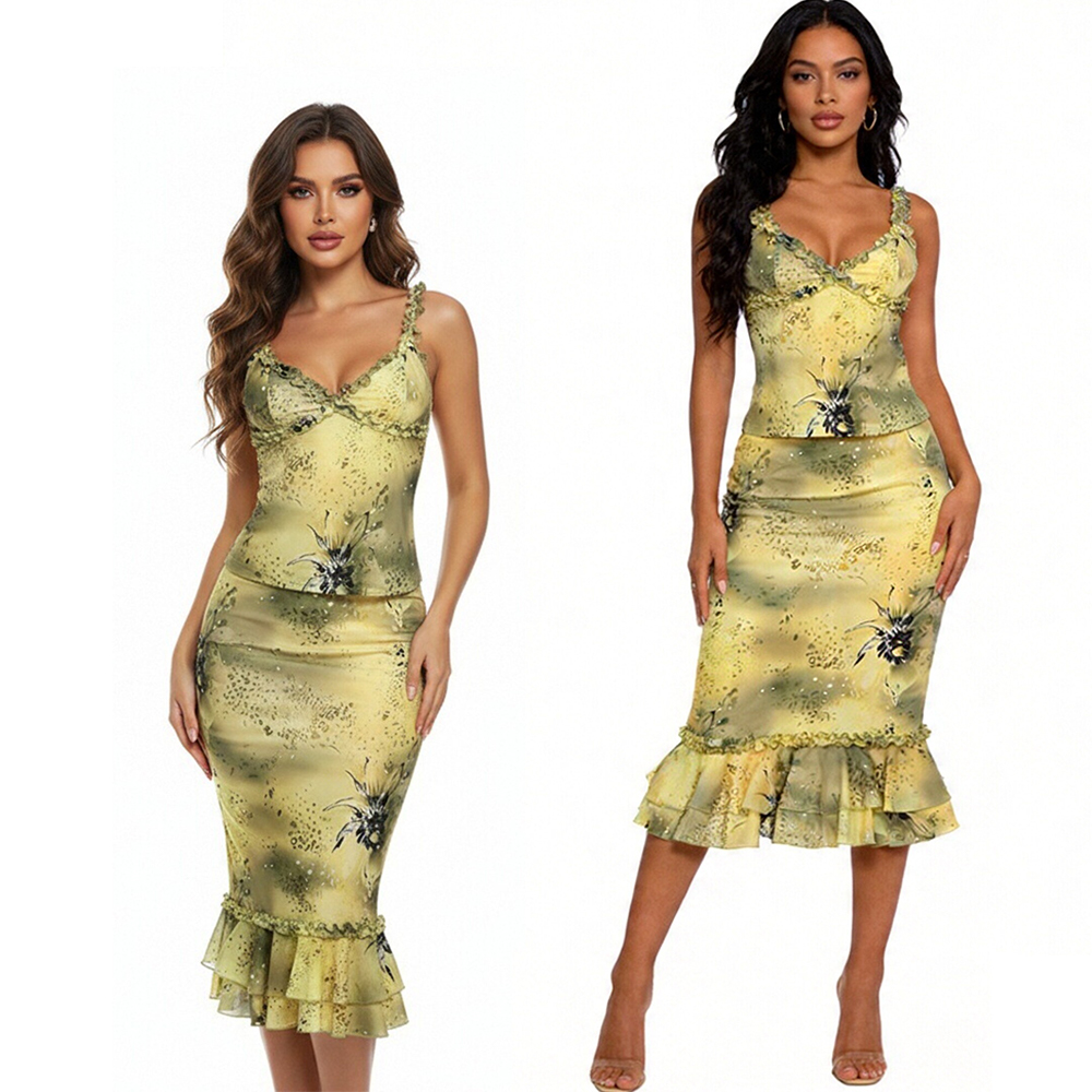 Ensemble 2 pièces pour femme,  - Midi Skirt Floral avis et prix
