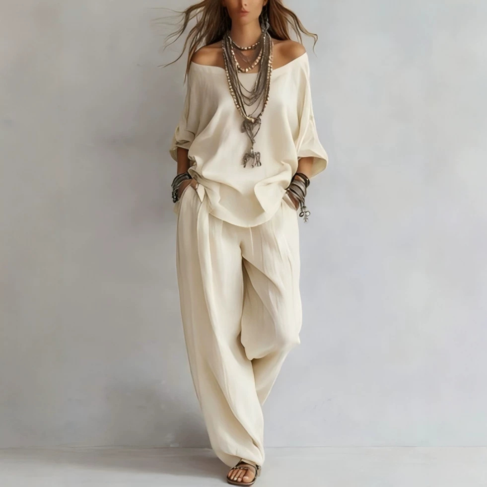 Ensemble décontracté en lin à  - Linen Pant Wide avis et prix
