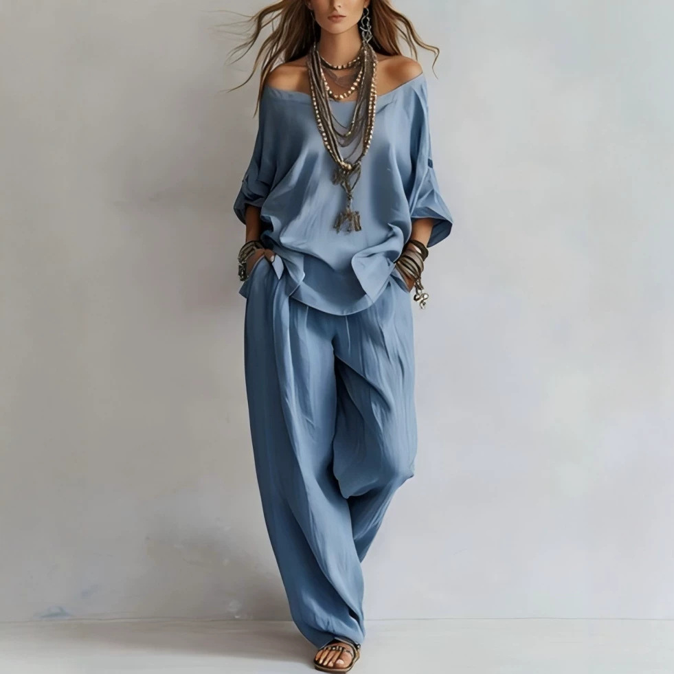 Ensemble décontracté en lin à  - Linen Pant Wide avis et prix
