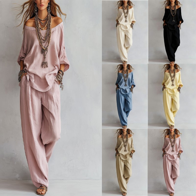 Ensemble décontracté deux pièc - Linen Pant Wide avis et prix