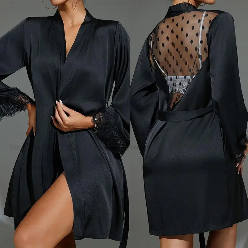 Kimono court noir en maille tr - Kimono Sheer Floral avis et prix