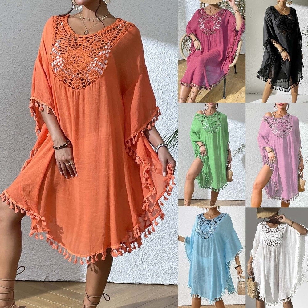 Robe de plage ample à col carr - Cover Up Kaftan avis et prix