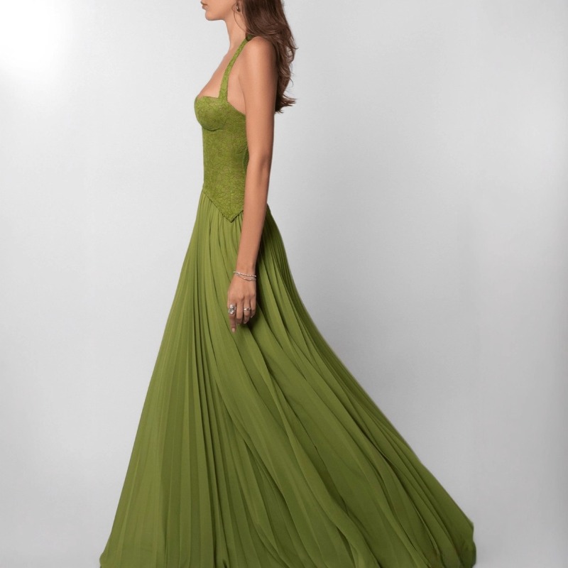 Robe longue plissée sexy à col - Maxi Dress Halter avis et prix
